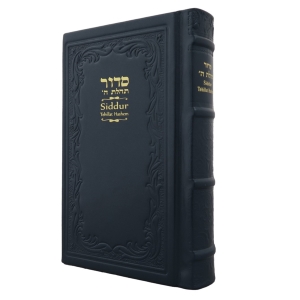 Siddur Annotated English Large Leather Metallic-Blue 6x9